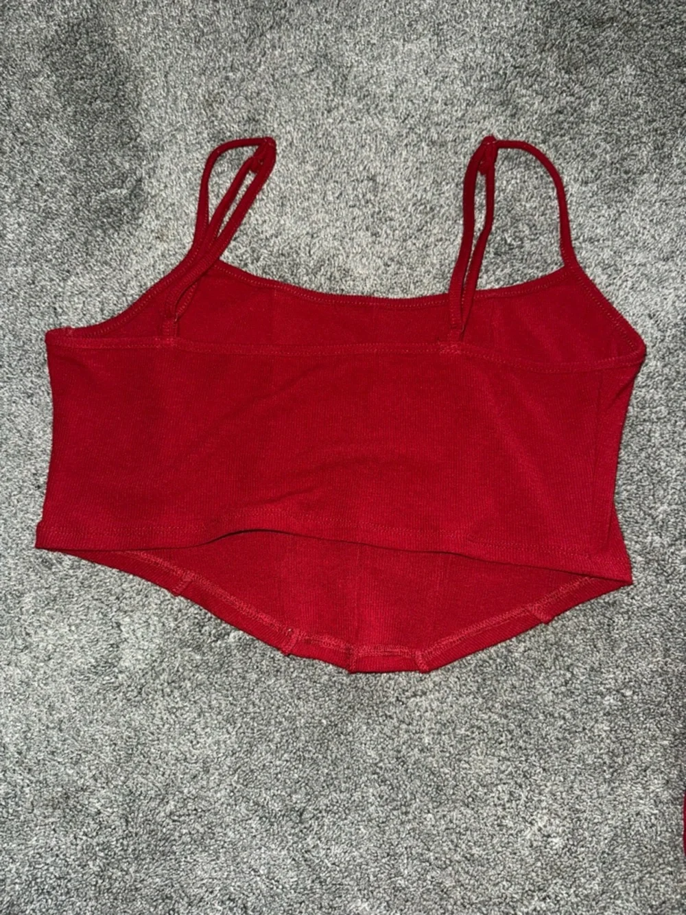 Red Ribbed Cropped Top - Picture 4 of 4